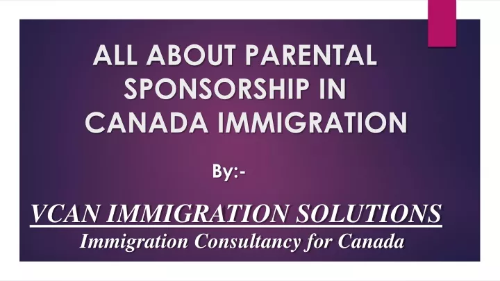 all about parental sponsorship in canada immigration