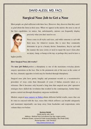 surgical nose job to get a nose