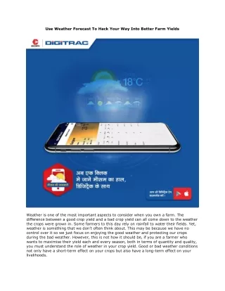 use weather forecast to hack your way into better