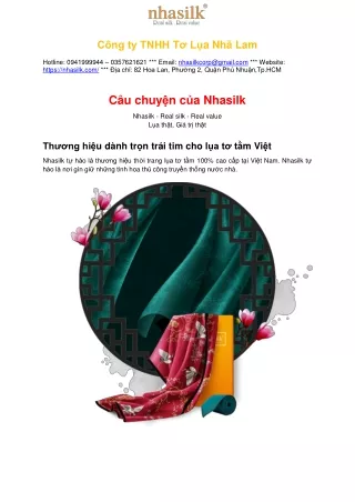 Sự ra đời của thương hiệu lụa Việt - Nhasilk