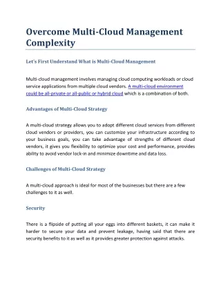 Overcome Multi-Cloud Management Complexity