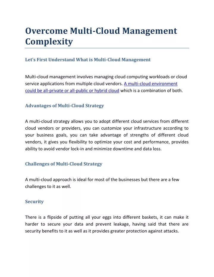 overcome multi cloud management complexity