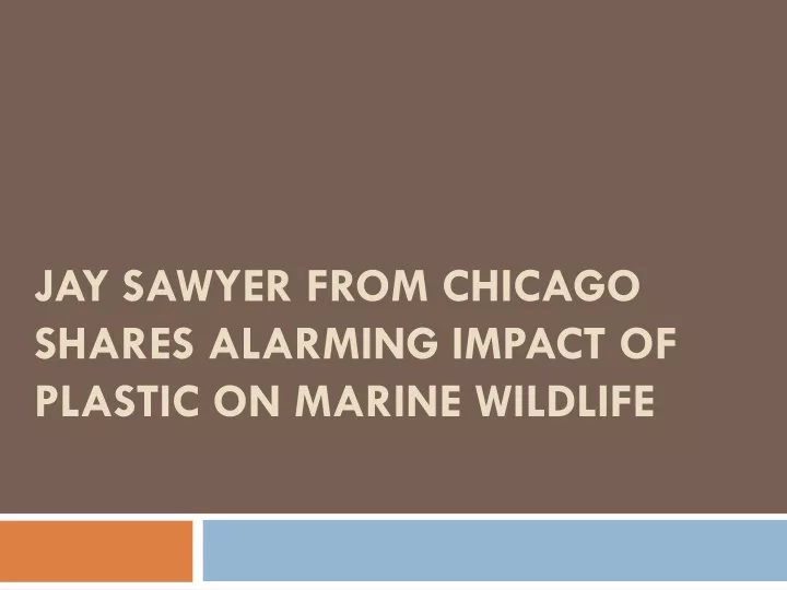 jay sawyer from chicago shares alarming impact of plastic on marine wildlife