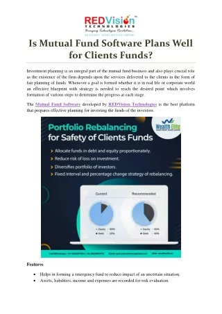 is mutual fund software plans well for clients