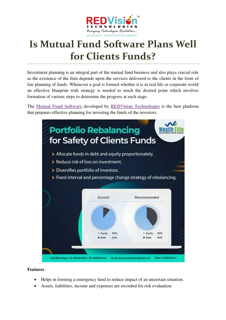 is mutual fund software plans well for clients