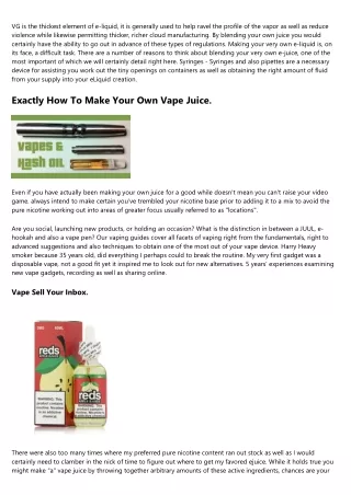 How To Make Vape Juice, Do It Yourself E.