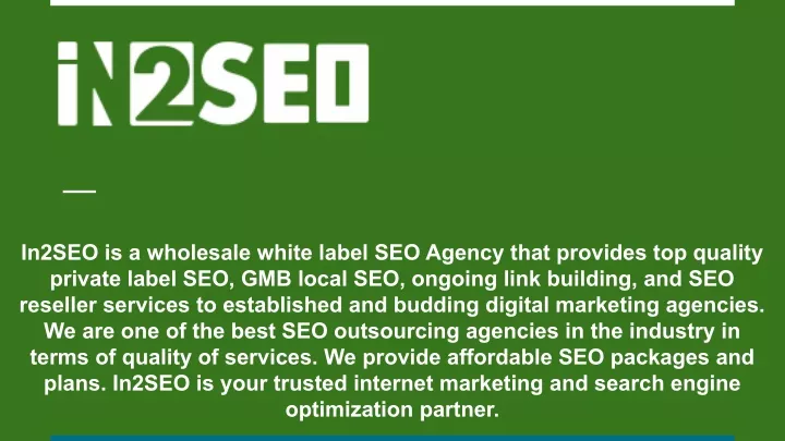 in2seo is a wholesale white label seo agency that