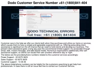 Dodo Customer Service Number  61-(1800)841-404
