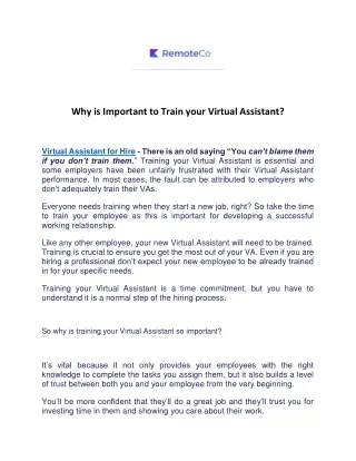 why is important to train your virtual assistant