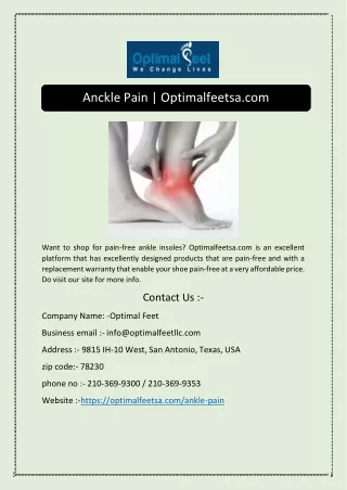 Anckle Pain | Optimalfeetsa.com