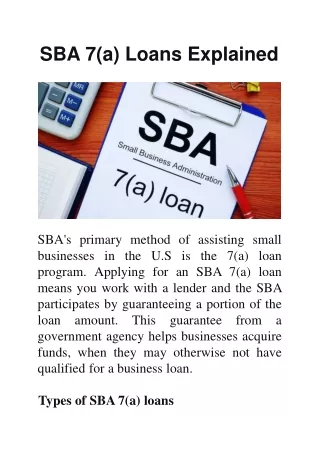 SBA 7(a) Loans Explained