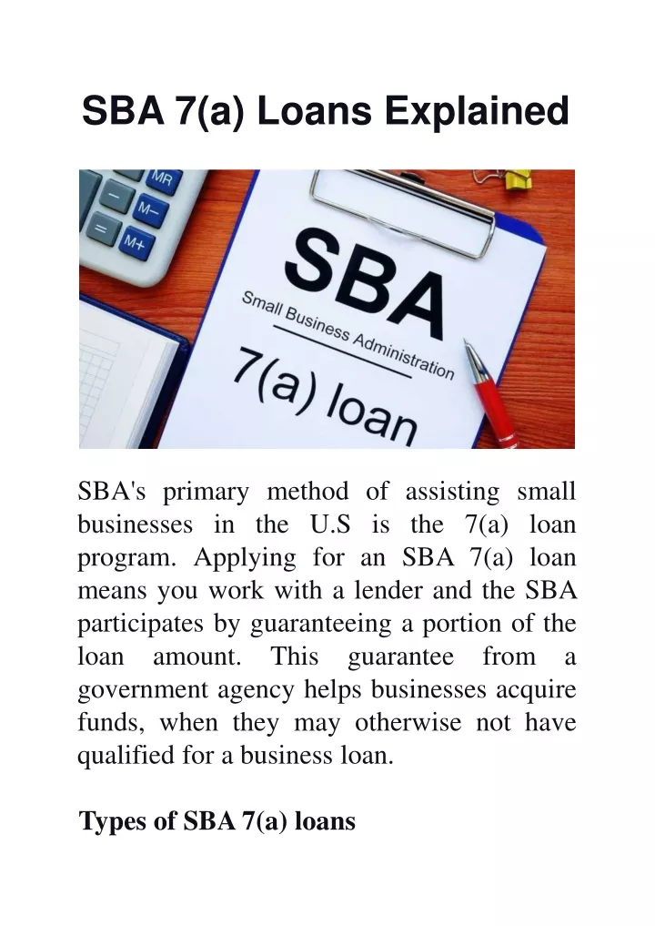 sba 7 a loans explained