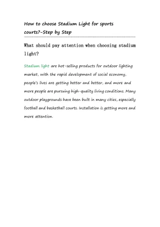 6.How to choose Stadium Light for sports courts