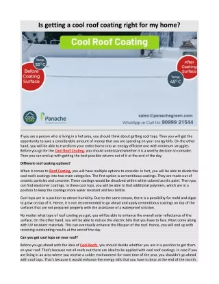 is getting a cool roof coating right for my home