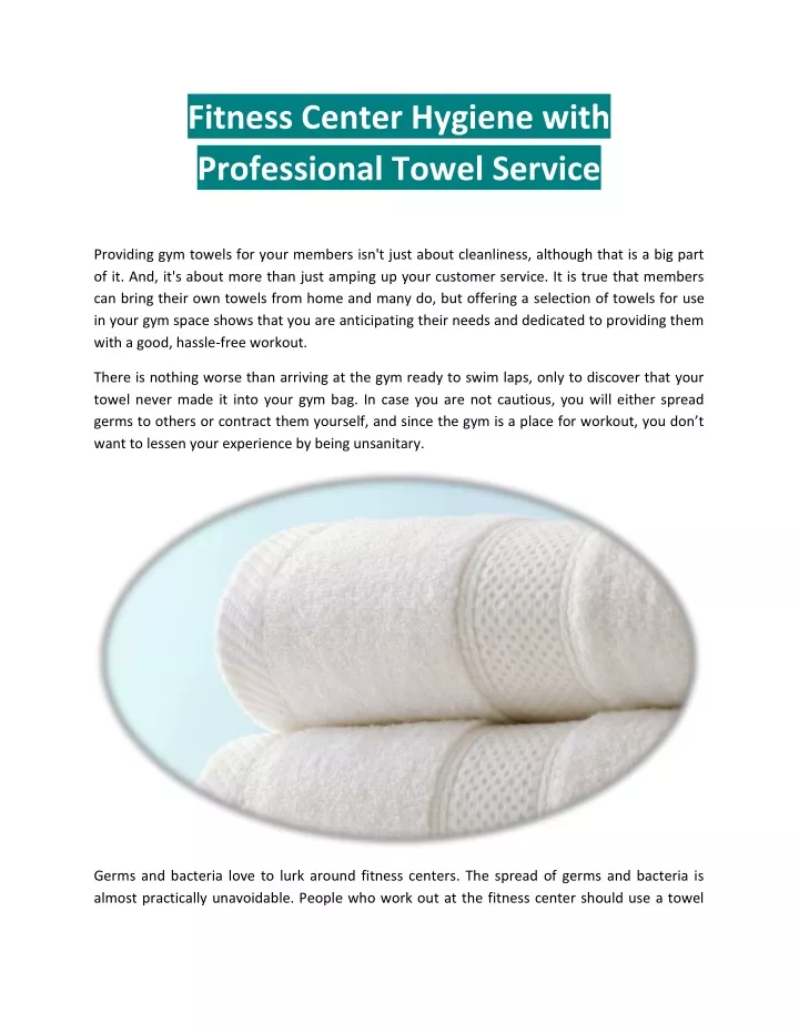 fitness center hygiene with professional towel