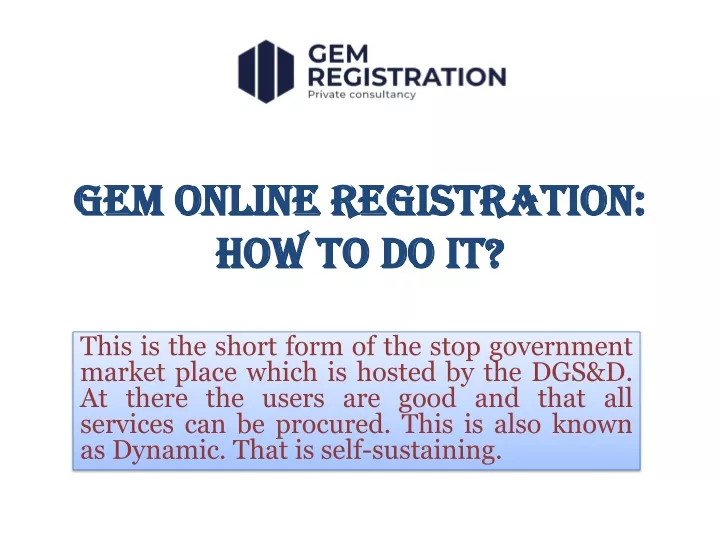 gem online registration how to do it