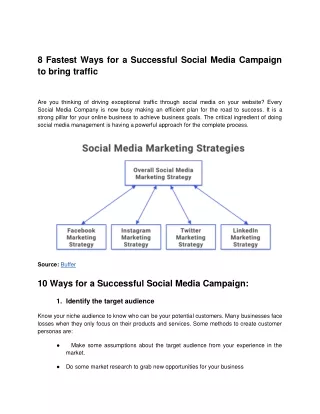 8 Fastest Ways for a Successful Social Media Campaign to bring traffic Pdf