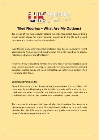 tiled flooring what are my options