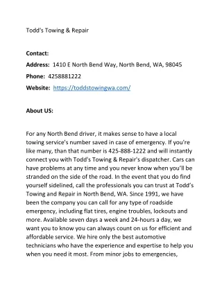todd s towing repair