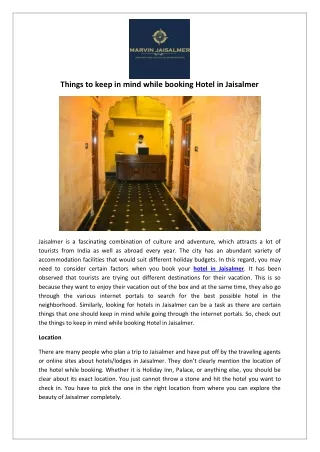 Things to keep in mind while booking Hotel in Jaisalmer-converted