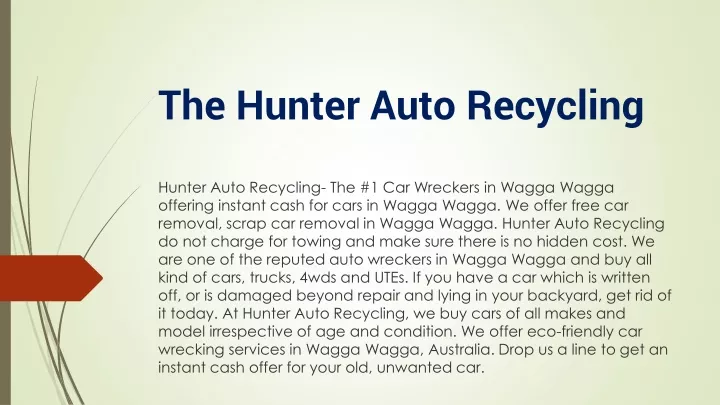 the hunter auto recycling