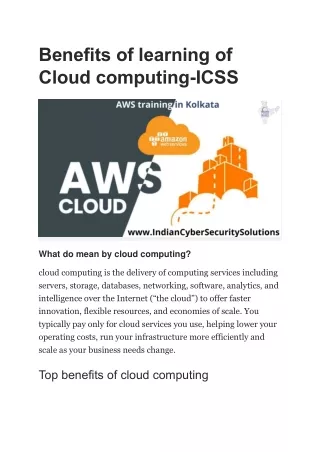 benefits of learning of cloud computing icss