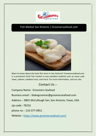Fish Market San Antonio | Groomerseafood.com