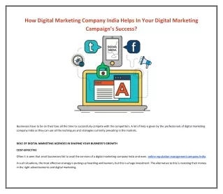 How Digital Marketing Company India Helps In Your Digital Marketing Campaign’s Success