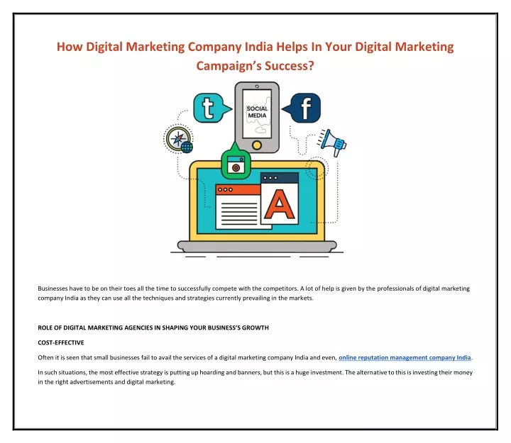 how digital marketing company india helps in your