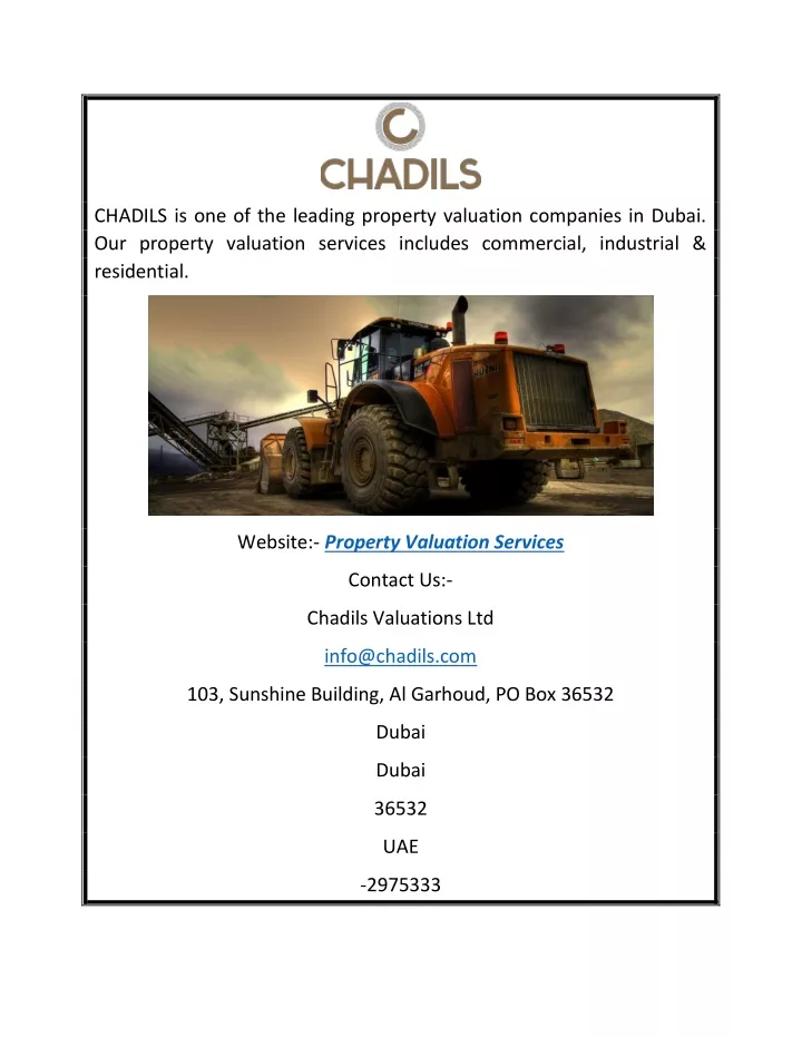 chadils is one of the leading property valuation