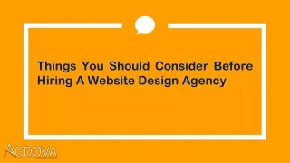 things you should consider before hiring a website design agency