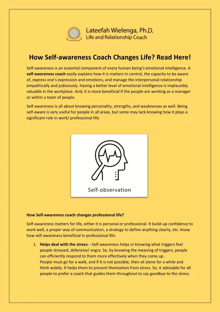 how self awareness coach changes life read here