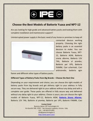 Choose the Best Models of Batterie Yuasa and NP7-12