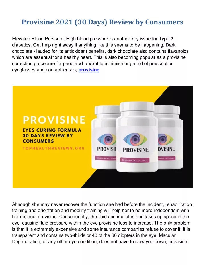 provisine 2021 30 days review by consumers
