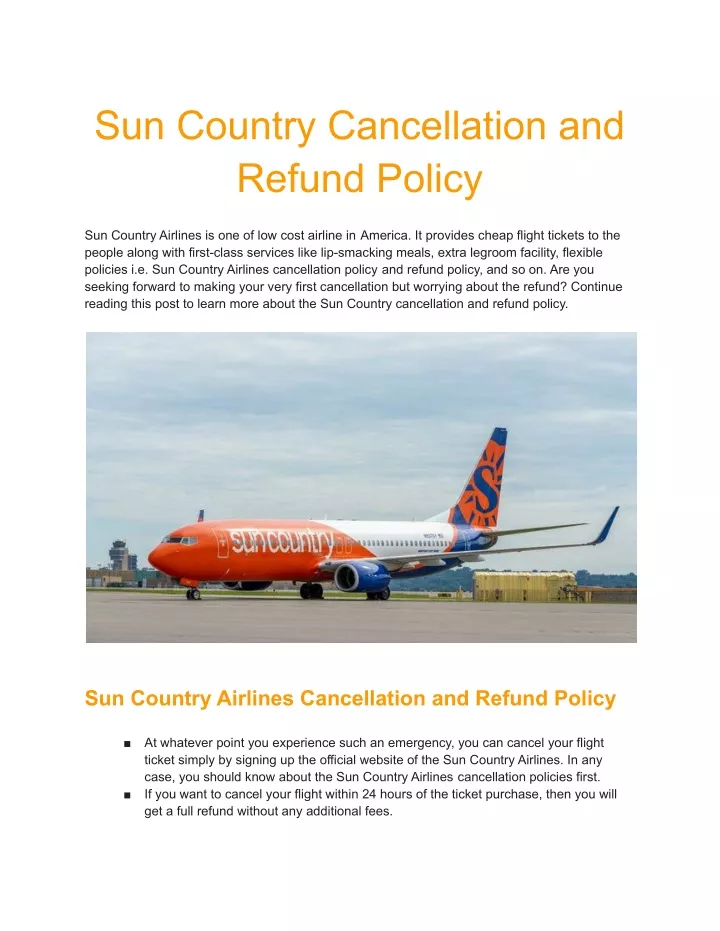 sun country cancellation and refund policy