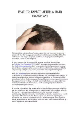 What to Expect After a Hair Transplant