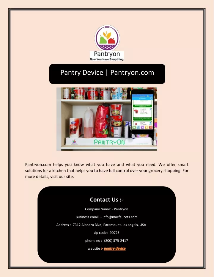 pantry device pantryon com