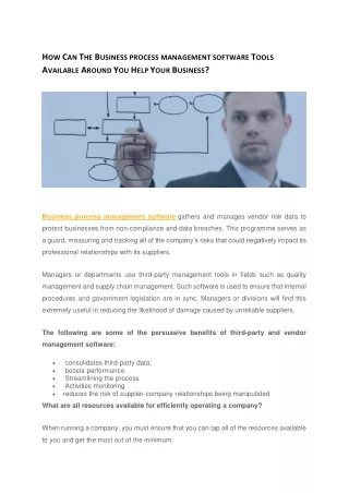 How Can The Business process management software Tools Available Around You Help Your Business