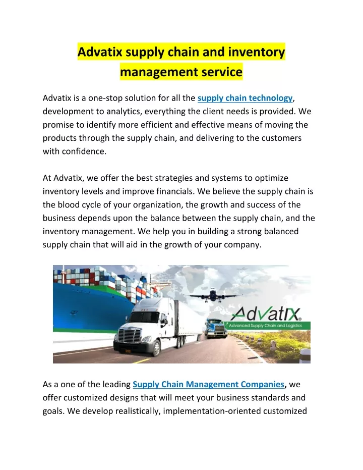 advatix supply chain and inventory management