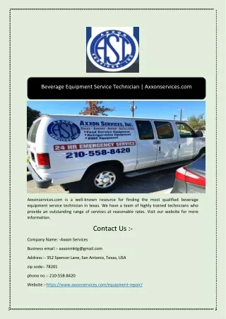 beverage equipment service technician