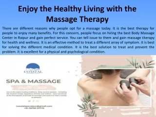 Enjoy the Healthy Living with the Massage Therapy