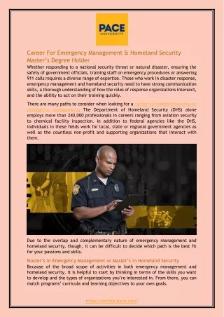 Career For Emergency Management & Homeland Security Master’s Degree Holder
