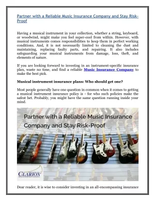 Partner with a Reliable Music Insurance Company and Stay Risk-Proof