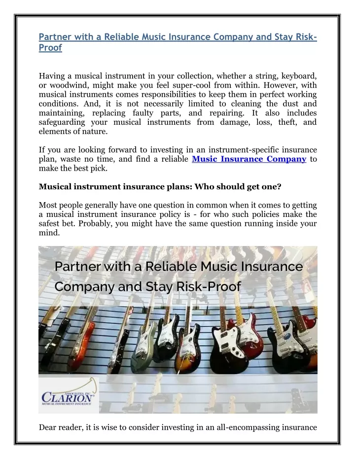 partner with a reliable music insurance company