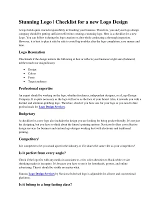 Stunning Logo  Checklist for a new Logo Design