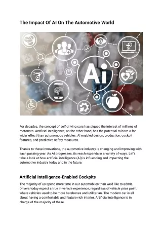 The Impact Of AI On The Automotive World