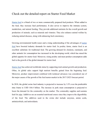 check out the detailed report on starter feed