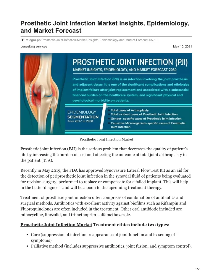 prosthetic joint infection market insights
