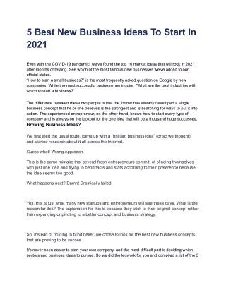 5 best new business ideas to start in 2021
