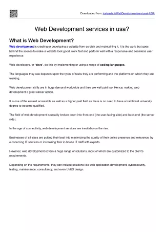Web Development services in usa?